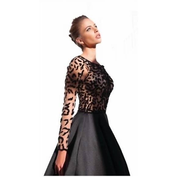 NEW TARIK EDIZ long sleeve mesh gown in black - Picture 2 of 2